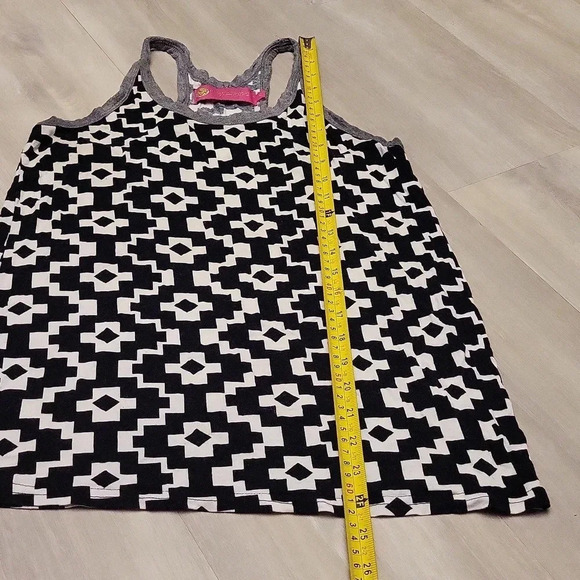 🛍Macbeth Collection Black and‎ White Geometric Print Racerback Tank Womens S - Picture 5 of 7